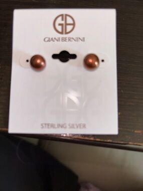 Giani Bernini Copper Pearl Sterling Silver Stud Earrings